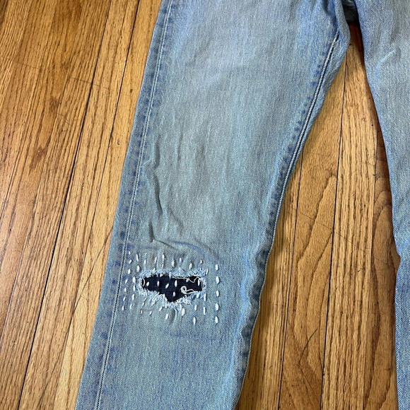 Levi's Premium Patch 25 Wedgie Straight Button Fly Denim Jeans Mom Meas 26x27 - Picture 3 of 11